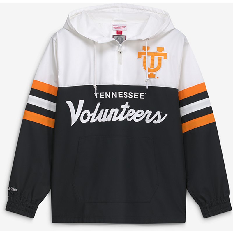 Men's Mitchell & Ness Black Tennessee Volunteers Head Coach Lightweight Anorak Half-Zip Windbreaker - Black