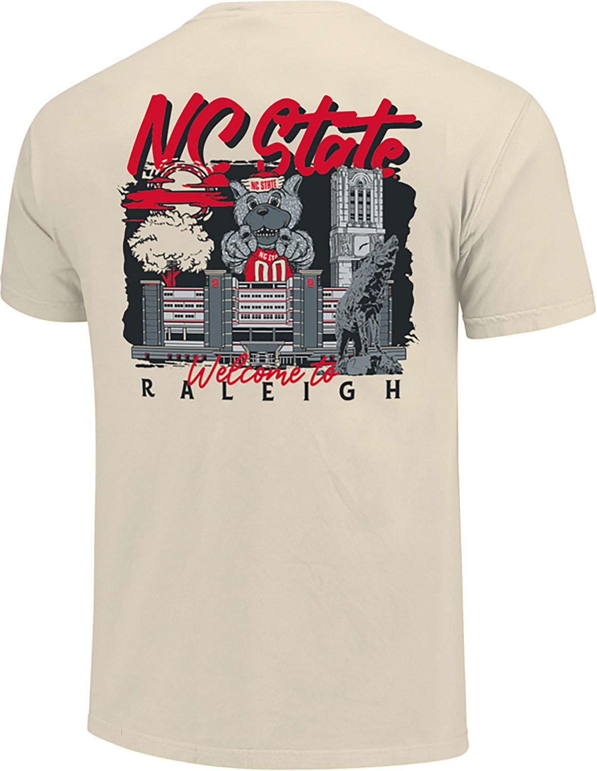 Comfort Colors Women's North Carolina State University Football Sketch Script T-shirt
