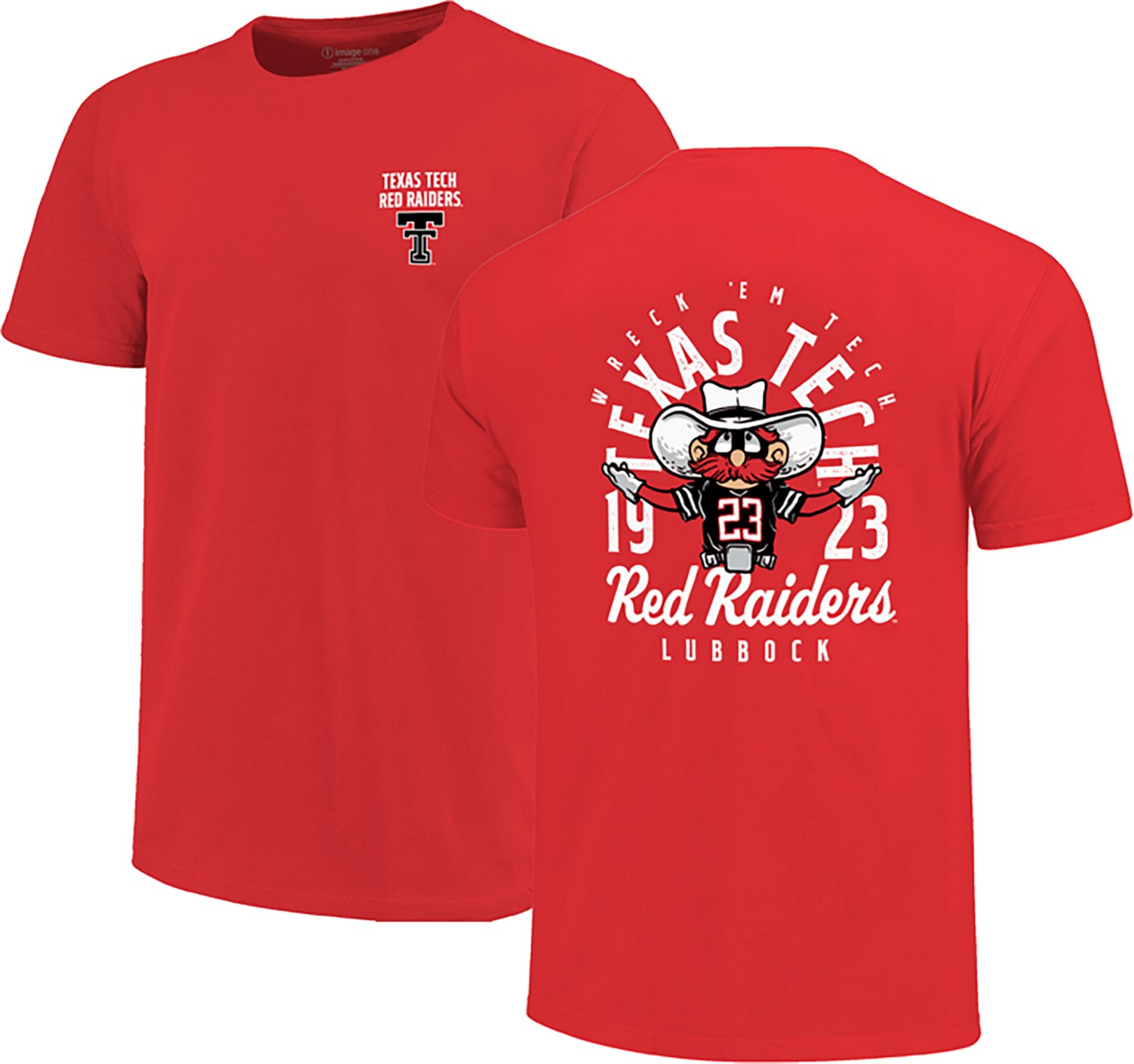 Image One Kids' Texas Tech Red Raiders Mascot Overlay DS Short Sleeve T-shirt - view number 3