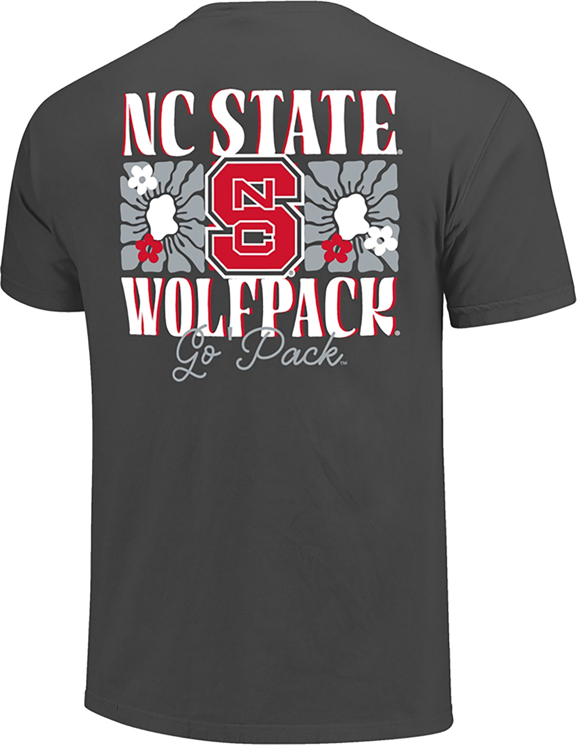 Image One Women’s North Carolina State University Floral Logo Stripe T-shirt
