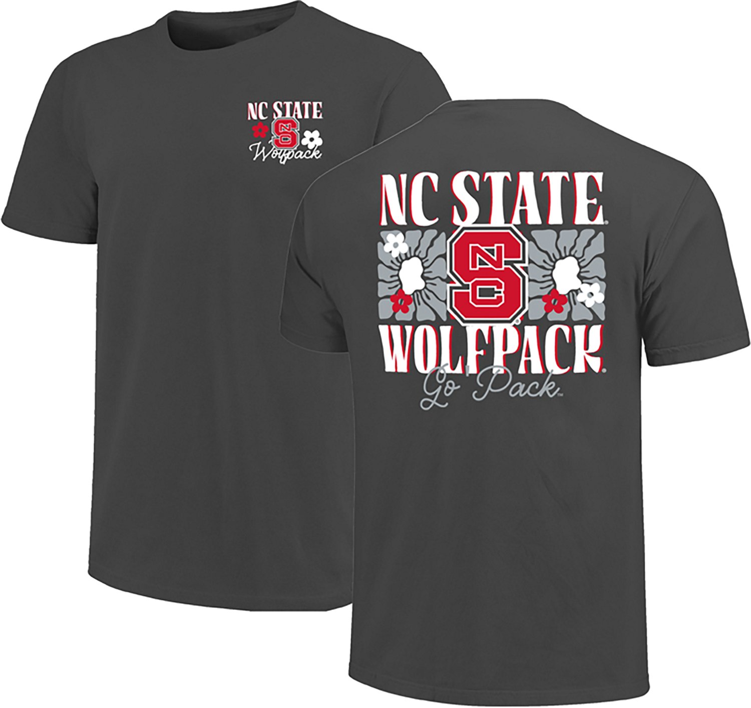 Image One Women’s North Carolina State University Floral Logo Stripe T-shirt - view number 3