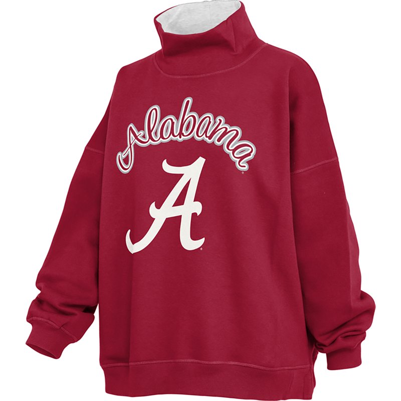 Pressbox Women's Alabama Tampa Echo Oversized Fleece Mock Neck Top