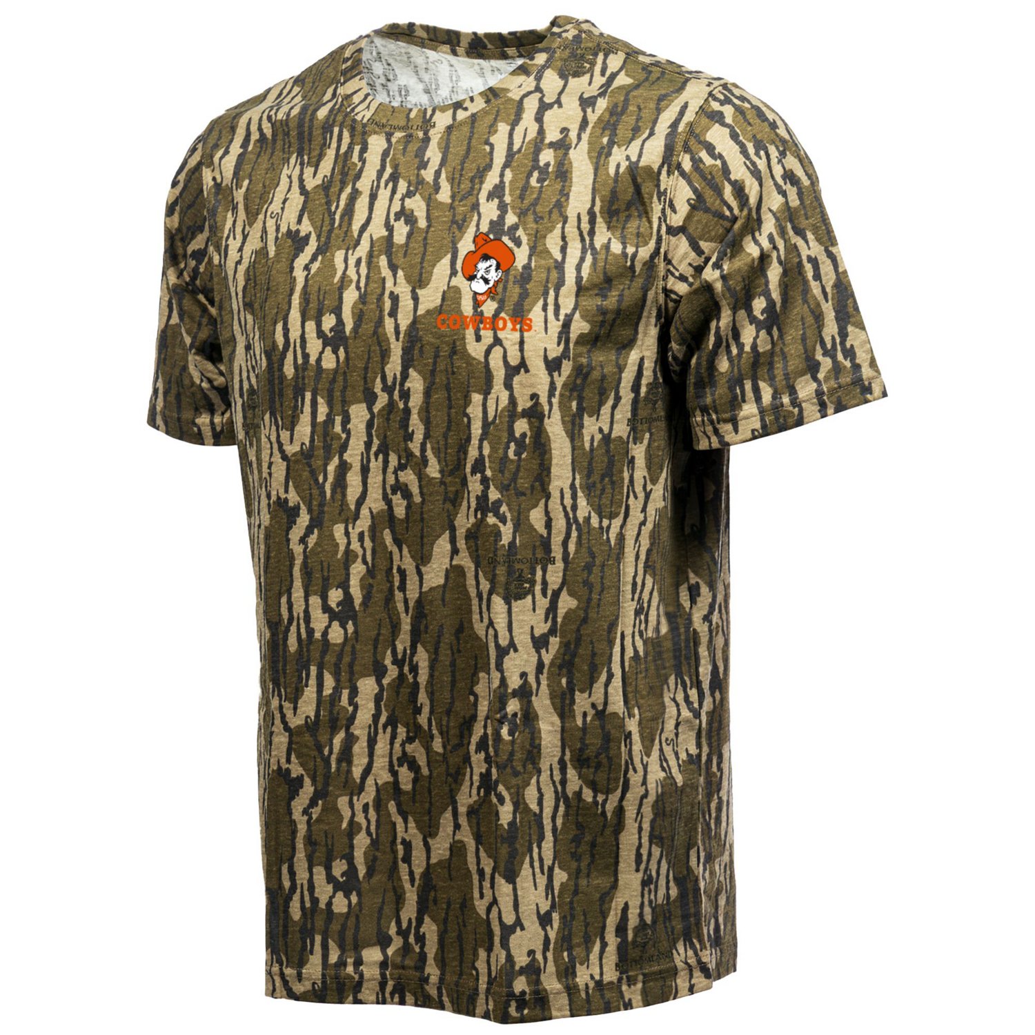 Colosseum Athletics Men's Oklahoma State Cowboys Mossy Oak Bottomland DS Short Sleeve T-shirt