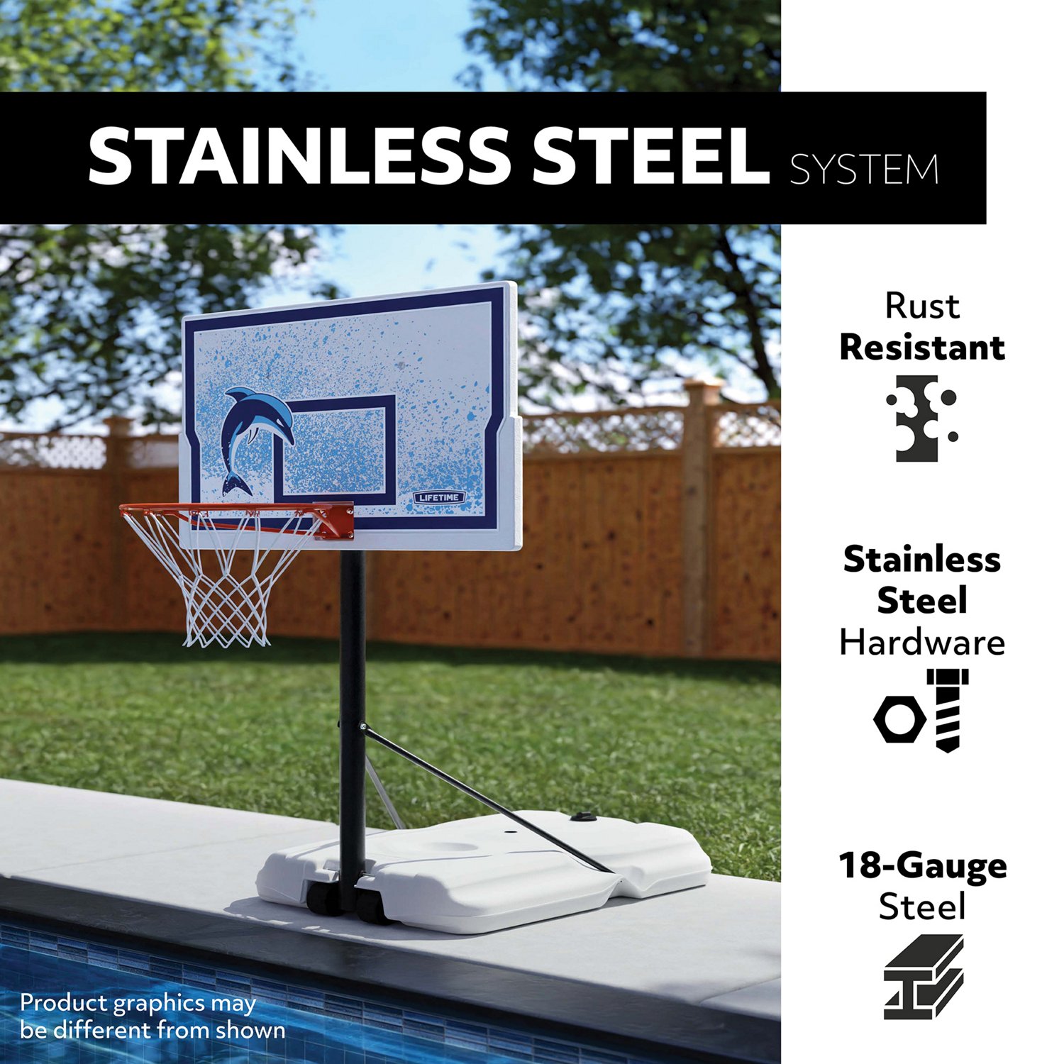 Lifetime 44 in Portable Poolside Impact Basketball Hoop with Classic Rim - view number 2