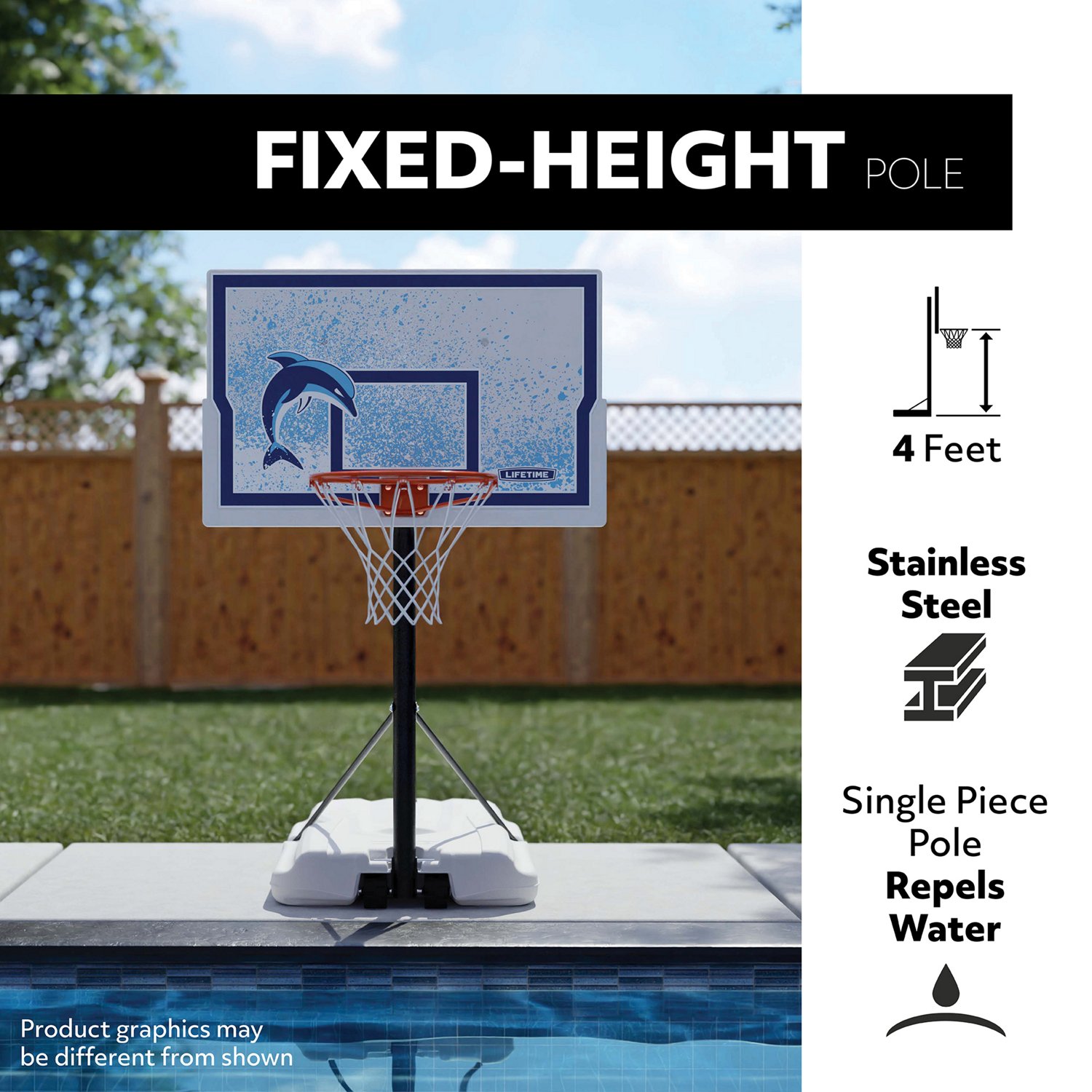 Lifetime 44 in Portable Poolside Impact Basketball Hoop with Classic Rim - view number 4