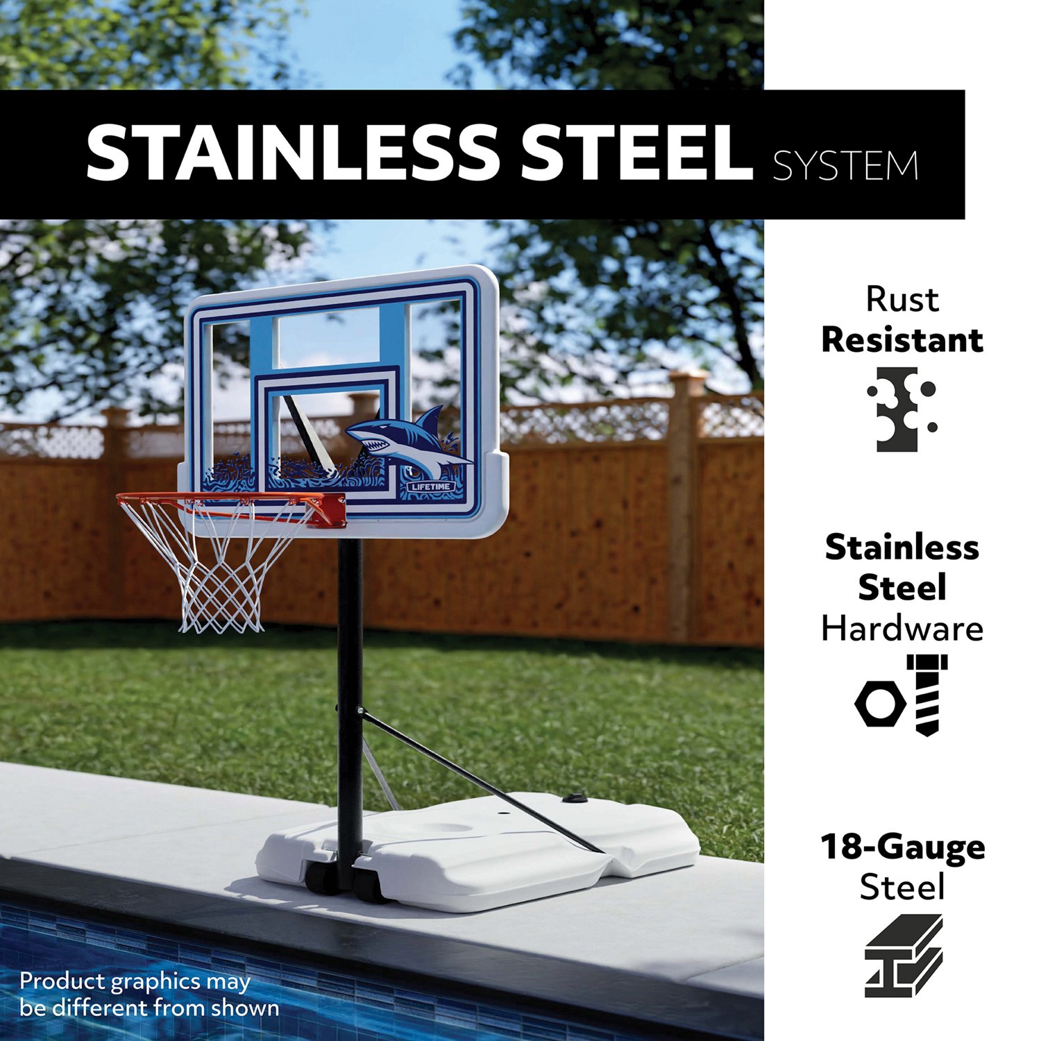 Lifetime 44 in Portable Poolside Shatterproof Basketball Hoop with Classic Rim - view number 2