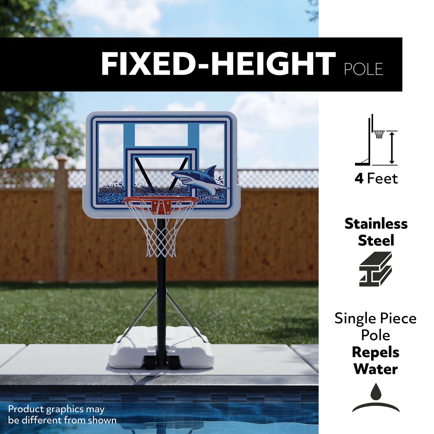Lifetime 44 in Portable Poolside Shatterproof Basketball Hoop with Classic Rim - view number 4
