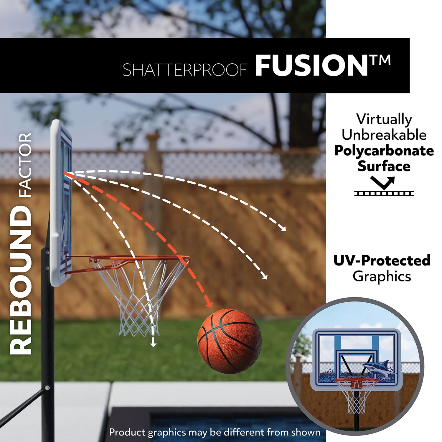 Lifetime 44 in Portable Poolside Shatterproof Basketball Hoop with Classic Rim - view number 5