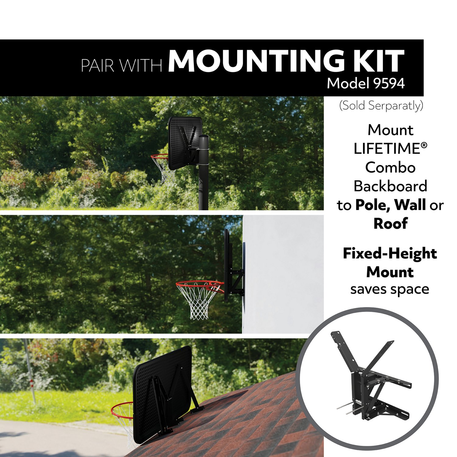 Lifetime 44 in Shatterproof Portable Basketball Hoop with Action Grip Adjustment & Slam-It Rim - view number 4