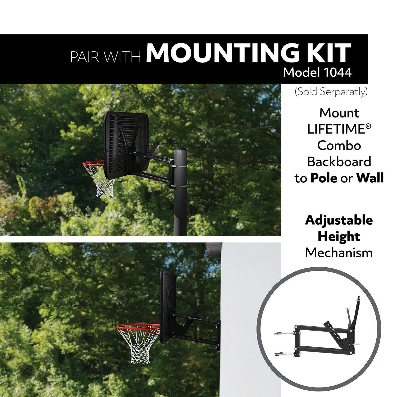 Lifetime 44 in Shatterproof Portable Basketball Hoop with Action Grip Adjustment & Slam-It Rim - view number 5