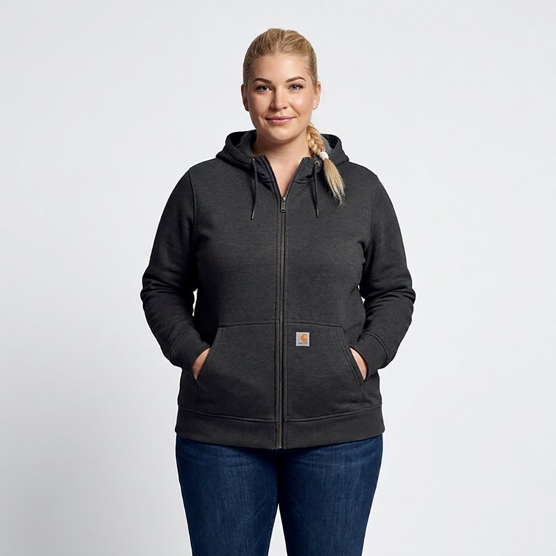 Women's Clarksburg Hooded Sweatshirt, 55% Cotton/45% Polyester, 10.5oz, Carbon Heather, 3X