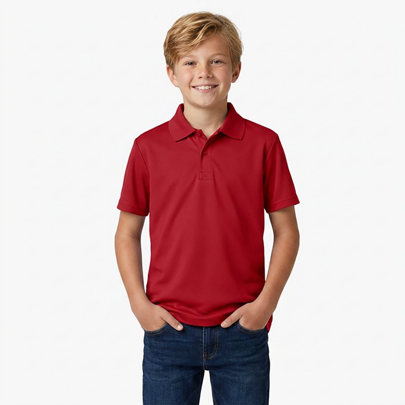 Nautica Little Boys Uniform Quick Dry Short Sleeve Performance Stretch Polo - Red