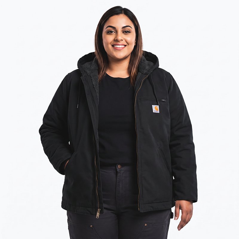 Carhartt Loose-Fit Washed Duck Sherpa-Lined Jacket for Ladies - Black