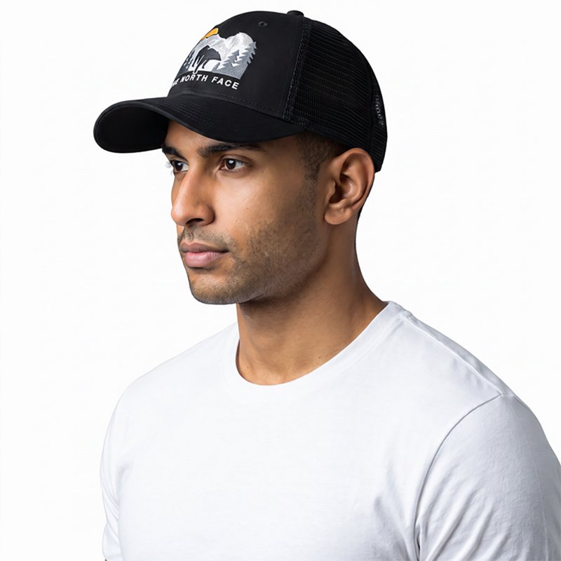 The North Face Men's Embroidered Mudder Trucker Hat - Black, Bear graphic