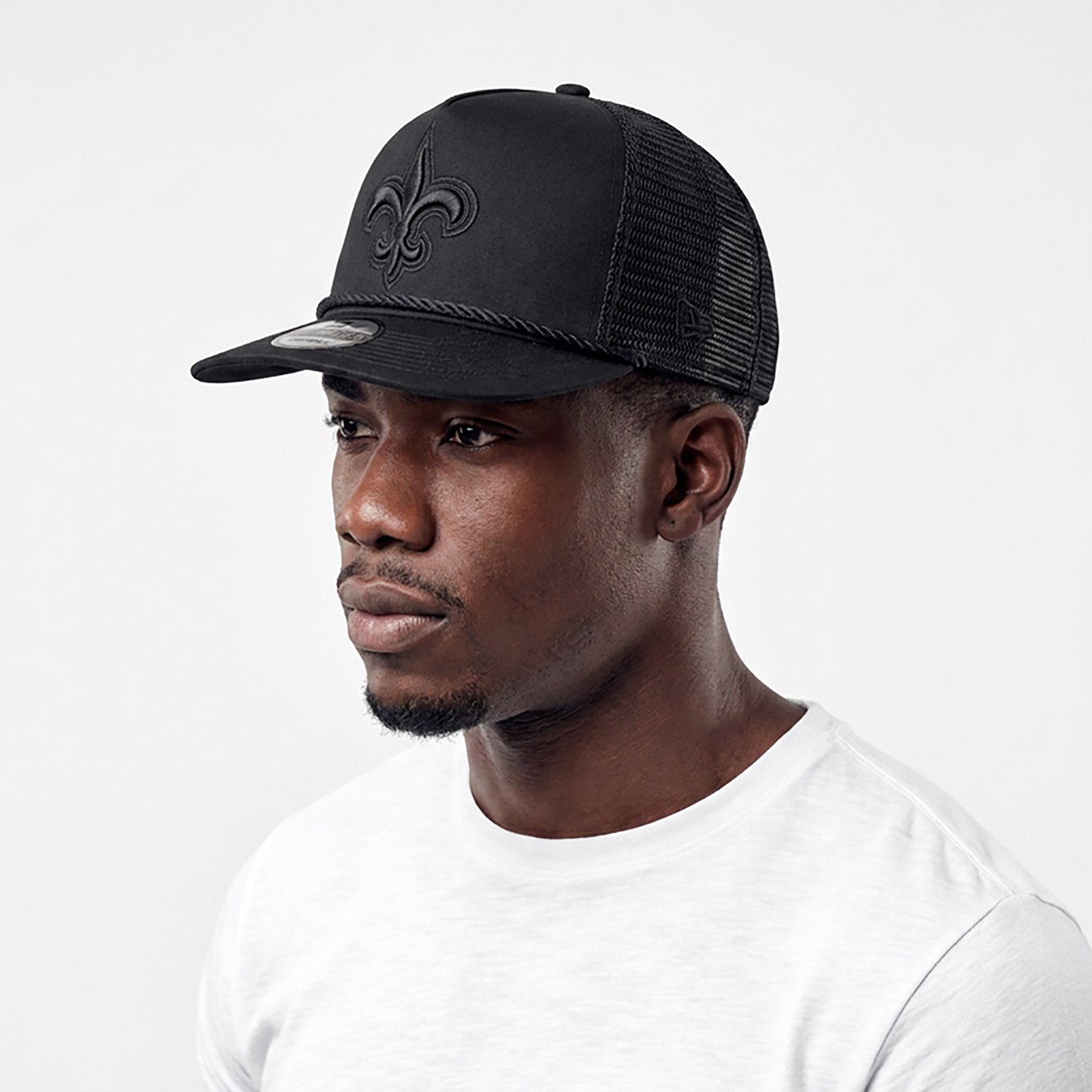 New Era Golfer Trucker Black on Black Saints Cap - view number 2