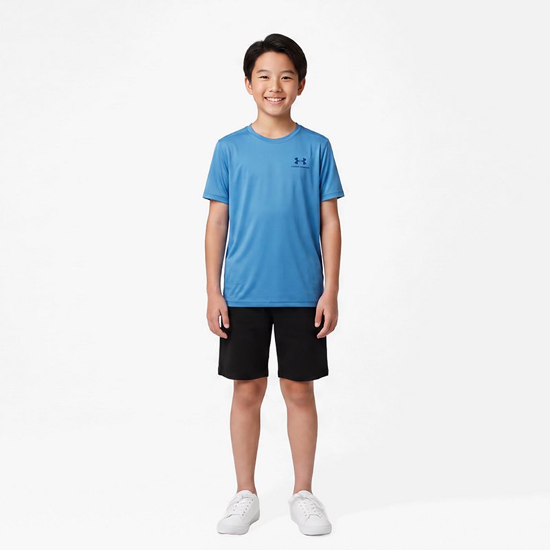 Under Armour Boys' Vanish Short Sleeve Shirt, Medium, Aegean Blue/Aegean Blue