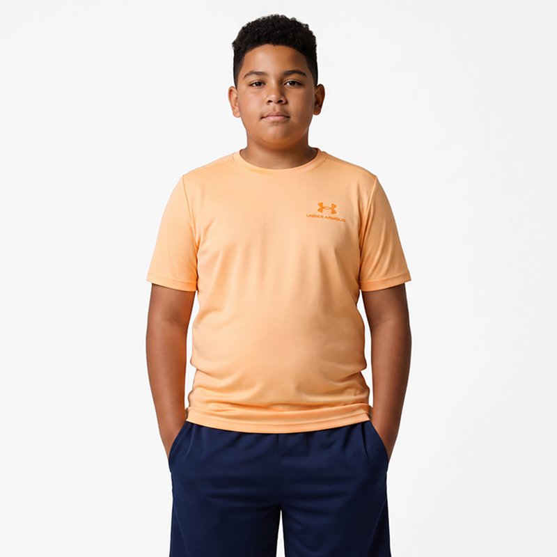 Under Armour Boys' Vanish Short Sleeve Shirt, Medium, Orange Bloc/Orange Bloc