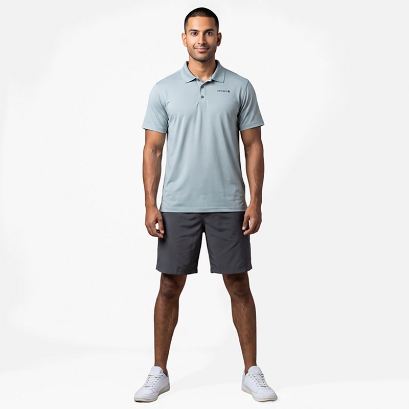 Carhartt Men's Force Sun Defender Relaxed Logo Polo | Smoke Blue | M