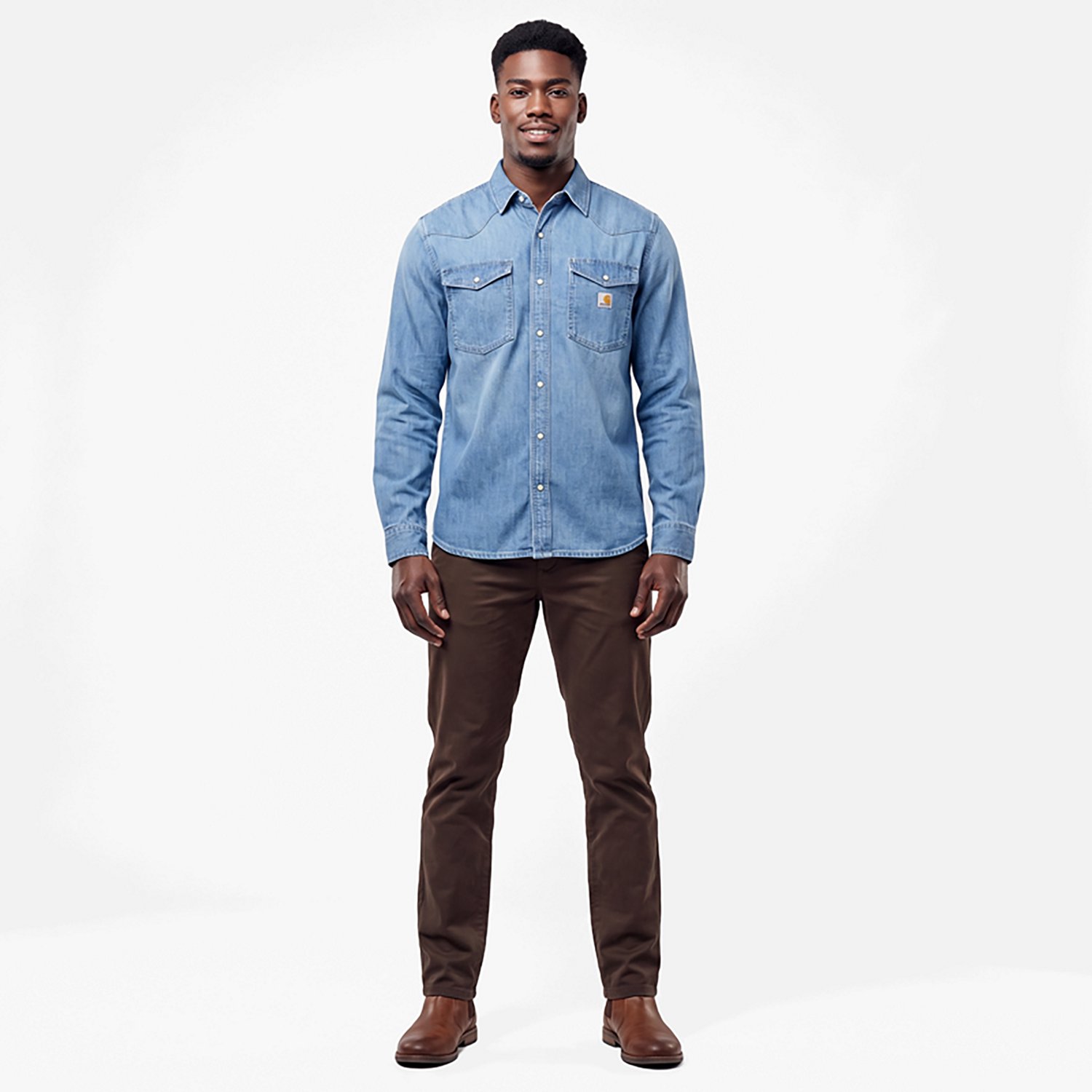 Carhartt Men's Montana Relaxed Fit Midweight Denim Long Sleeve Snap Front Shirt