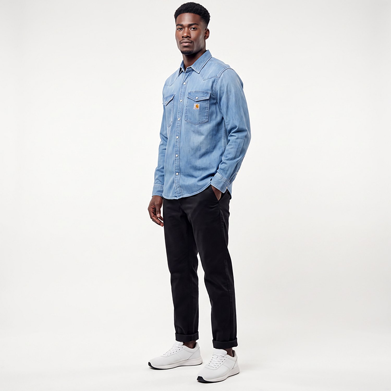Carhartt Men's Montana Relaxed Fit Midweight Denim Long Sleeve Snap Front Shirt - view number 3