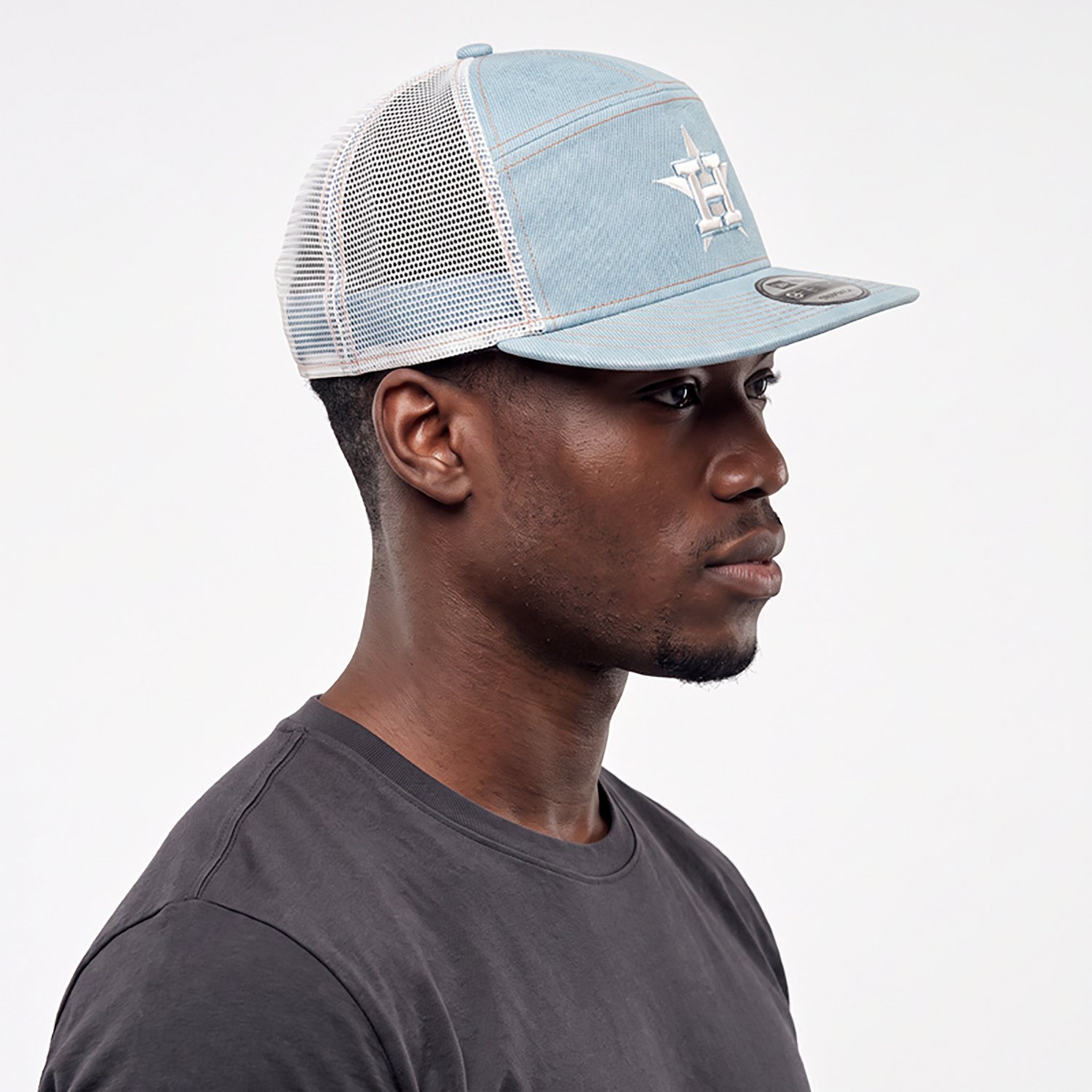 New Era Men's Houston Astros Split Panel Denim 9FIFTY Cap