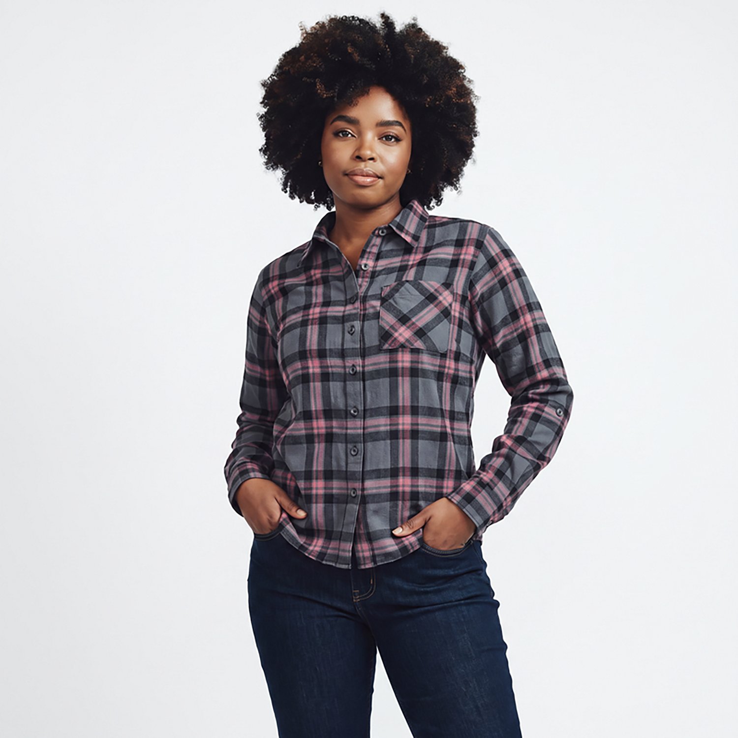 Magellan Outdoors Women's Willow Creek Plaid Long Sleeve Top