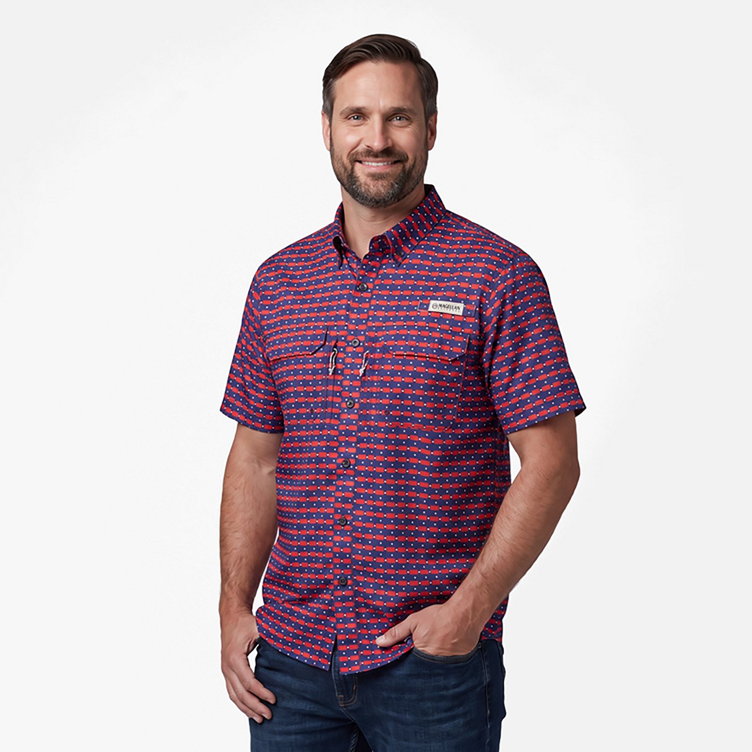 Magellan Outdoors Men's Local State Print Pattern Short Sleeve Shirt