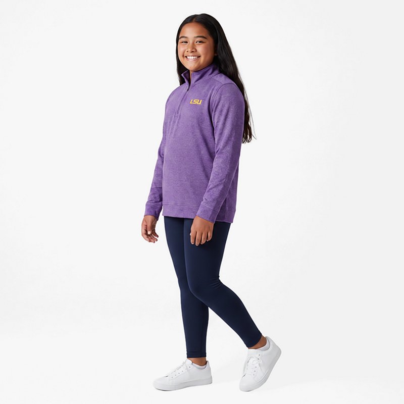 Antigua Men's Heather Purple Lsu Tigers Subtle Quarter-Zip Sweatshirt - Heather Purple