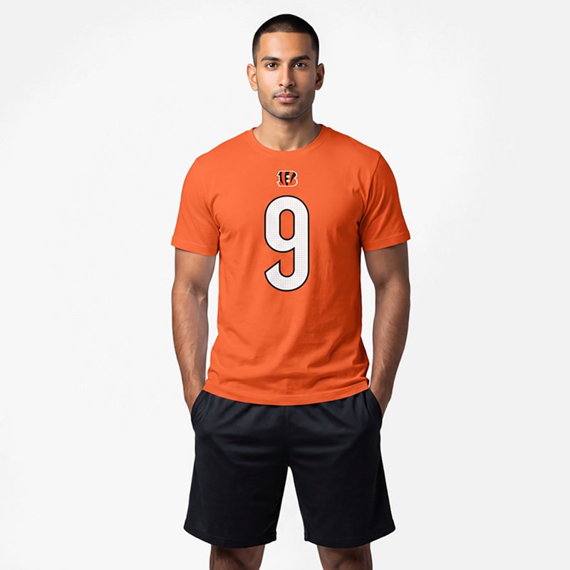 Men's Nike Joe Burrow Orange Cincinnati Bengals Player Name and Number T-shirt - Orange