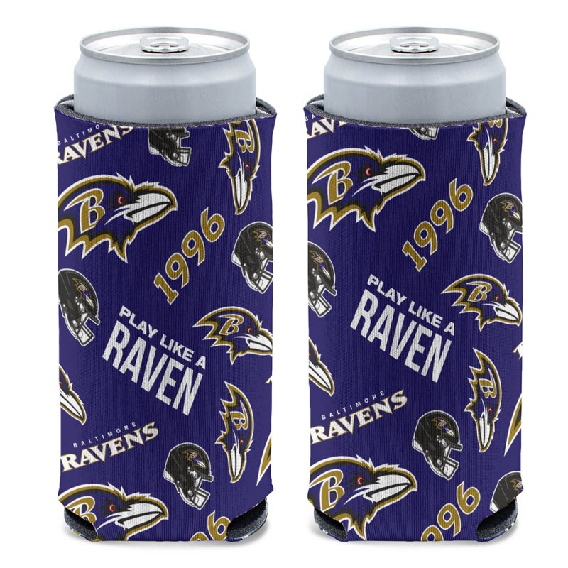 WinCraft Baltimore Ravens Scatterprint Slim Can Cooler