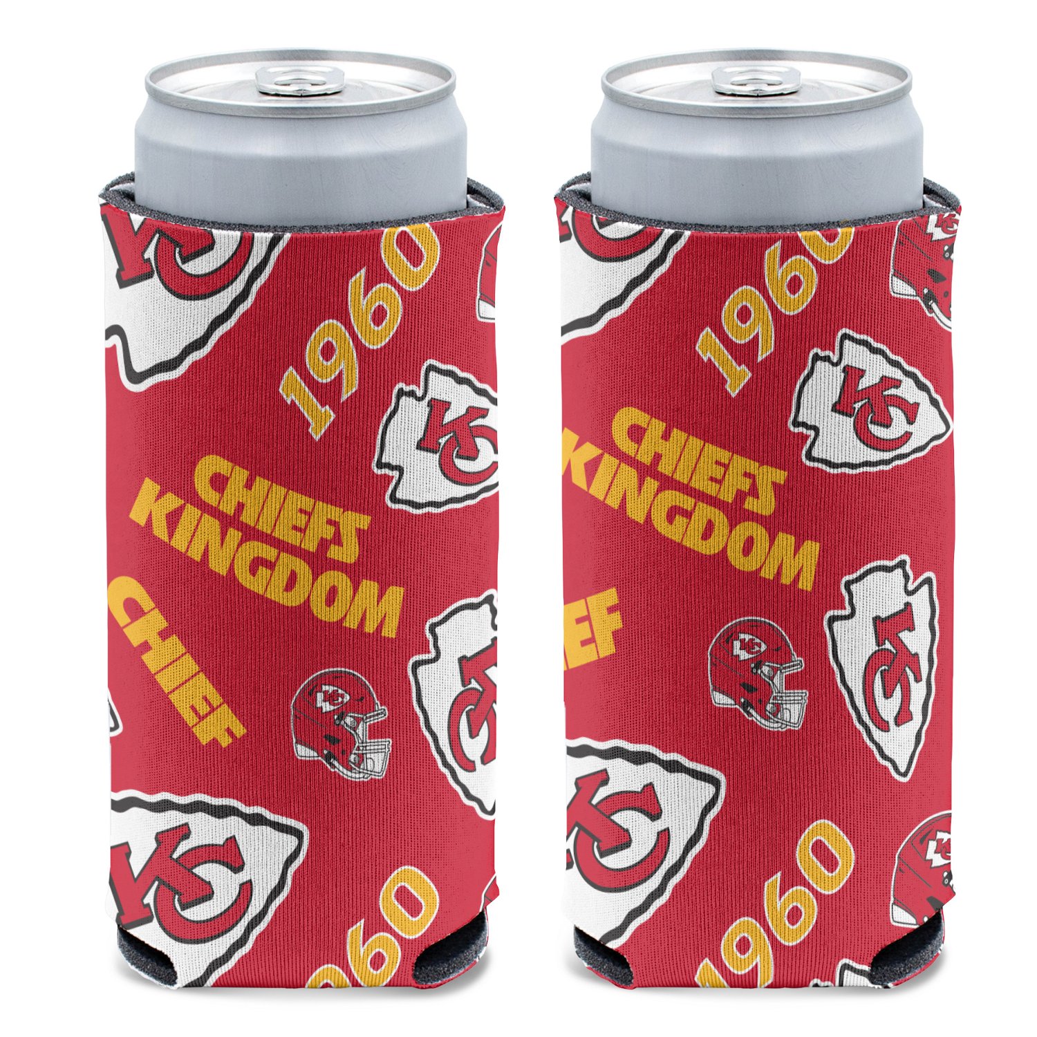 WinCraft Kansas City Chiefs Scatterprint Slim Can Cooler