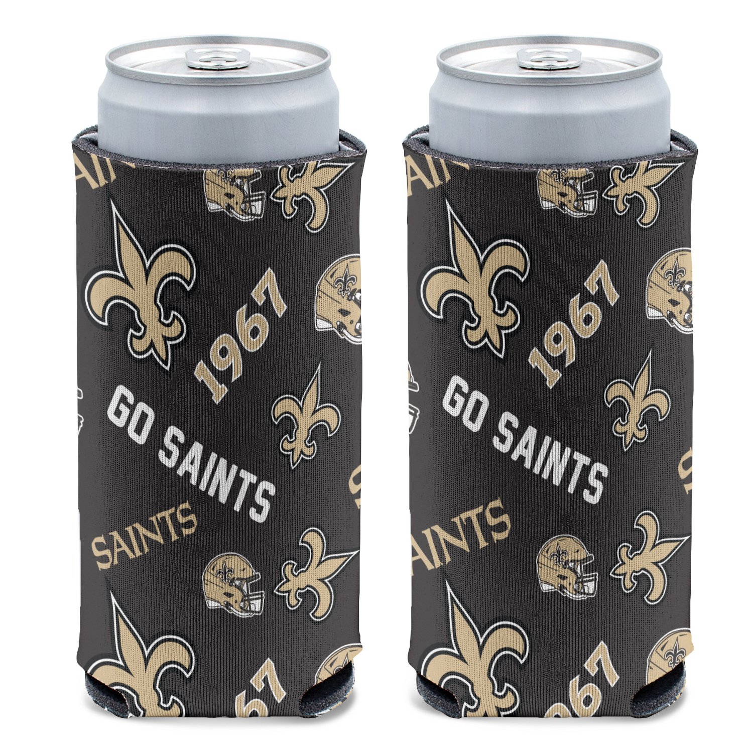 WinCraft New Orleans Saints Scatterprint Slim Can Cooler