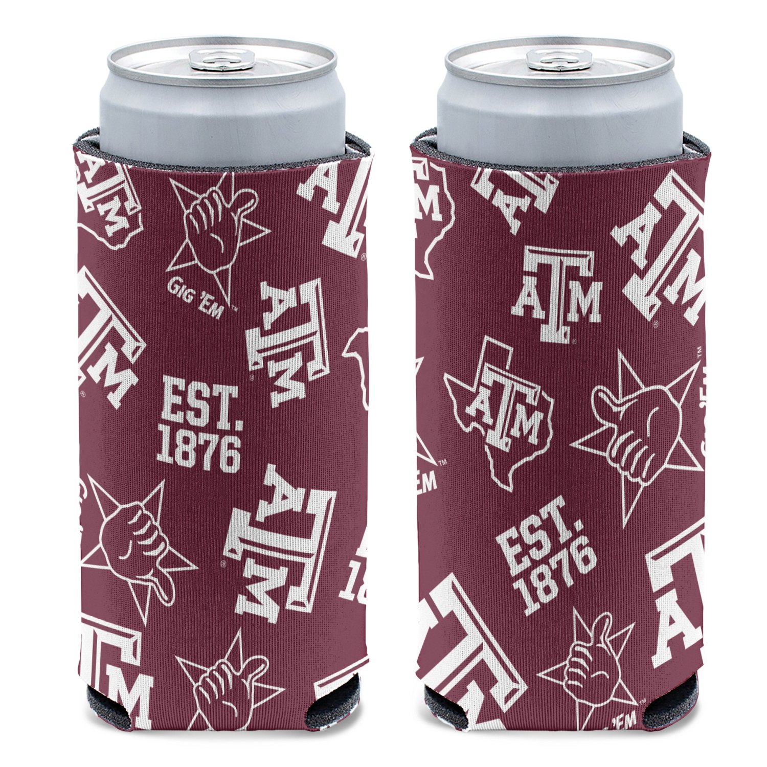 WinCraft Texas A&M University Scatterprint Slim Can Cooler