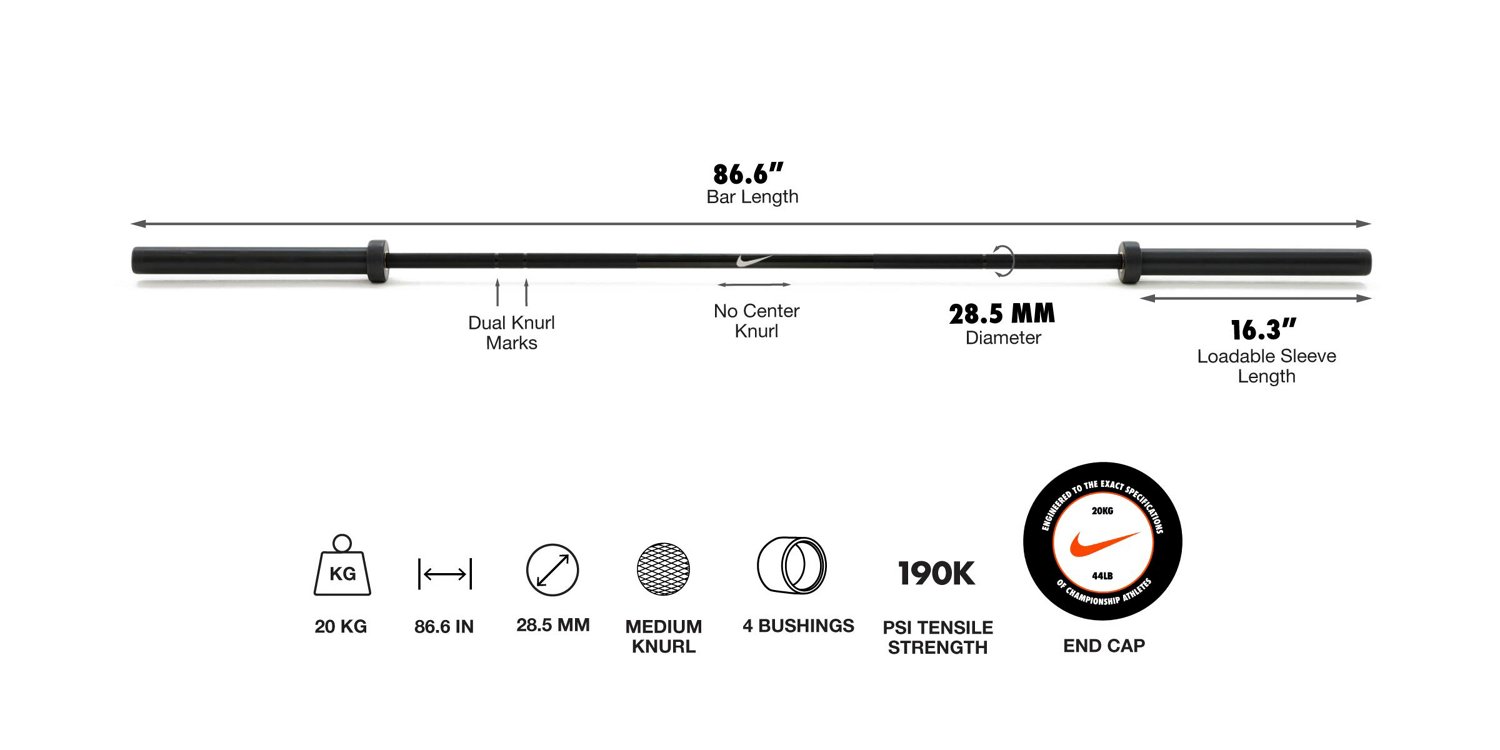 Nike 44 lb Chrome Swoosh Barbell - view number 5
