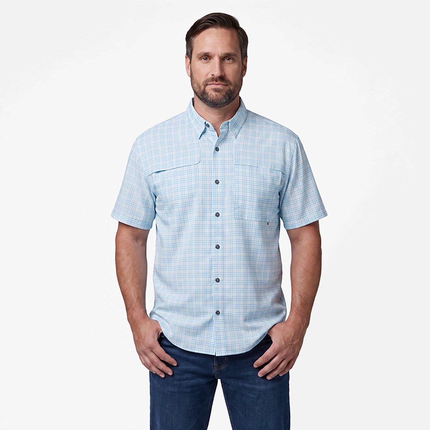 Magellan Outdoors Men's Aransas Plaid Short Sleeve Fishing T-shirt