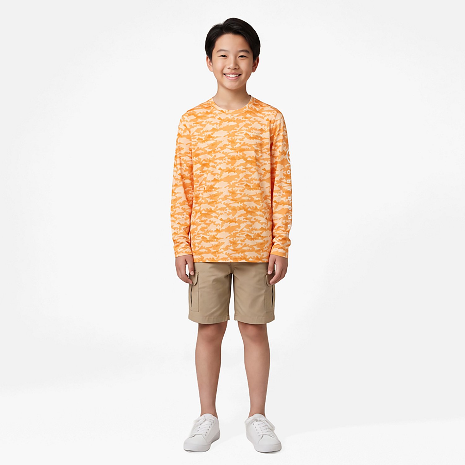 Magellan Outdoors Boys' Fish Camo Crew Long Sleeve T-shirt