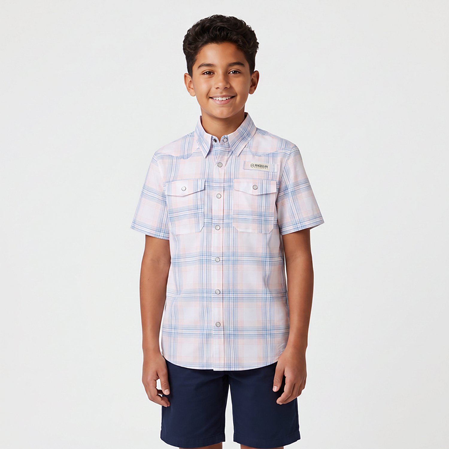 Magellan Boys' Pecos River Plaid Short Sleeve Shirt - view number 2