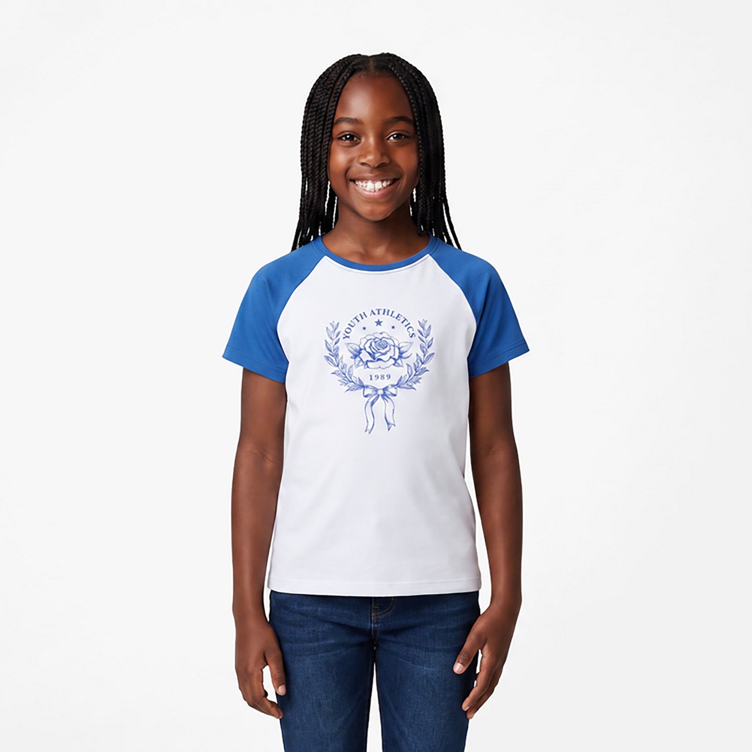 BCG Girls' Lifestyle Cotton Raglan Varsity T-Shirt