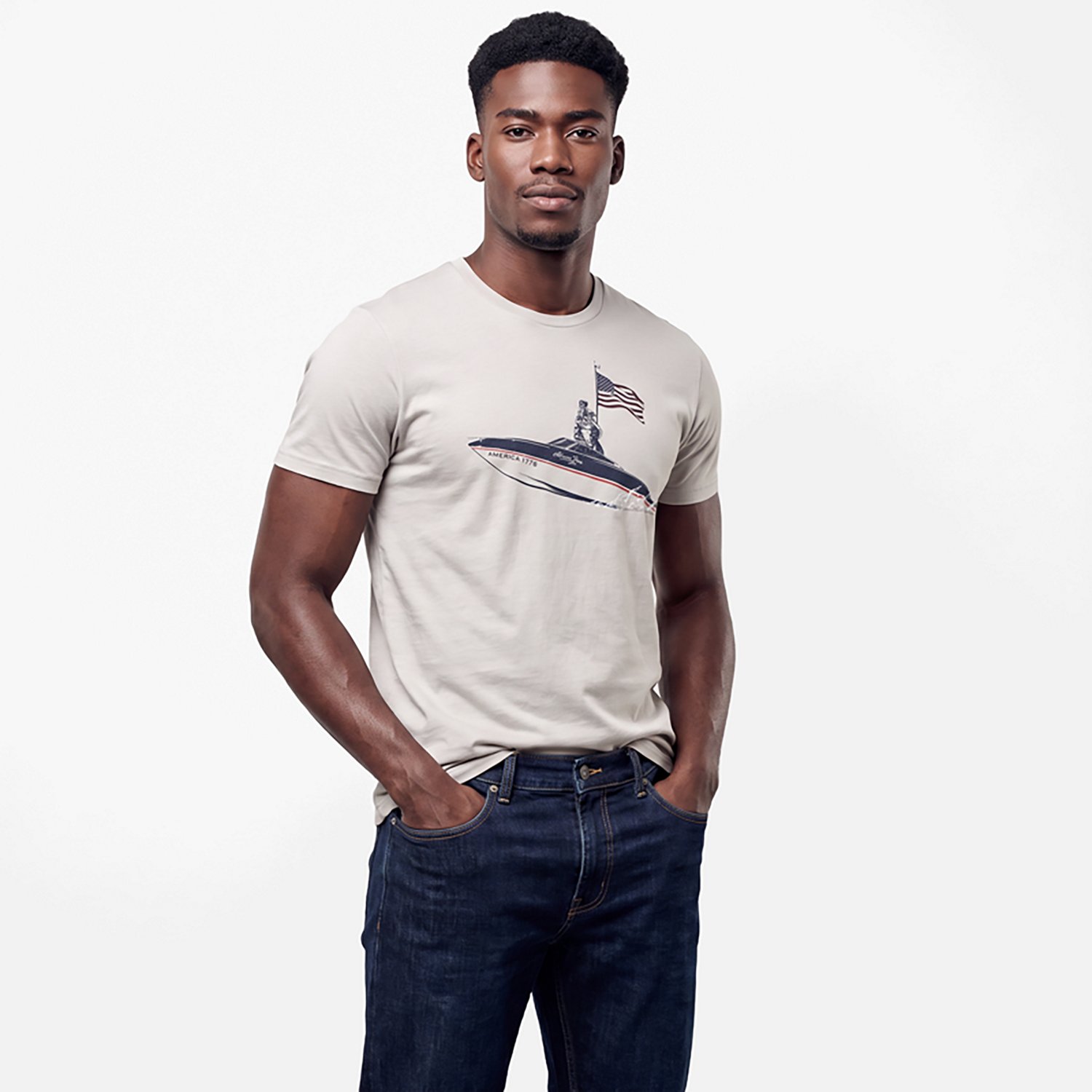Academy Sports + Outdoors Men's Americana George Washington Boat T-shirt