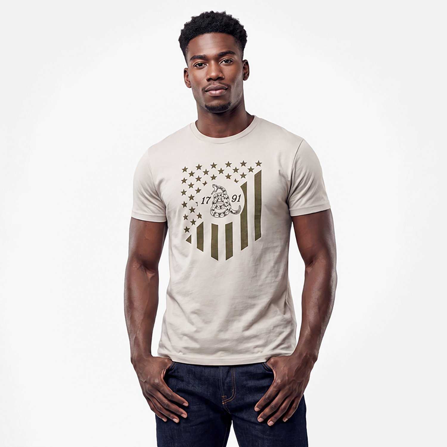 Academy Sports + Outdoors Men's Americana 1791 Snake Badge T-shirt
