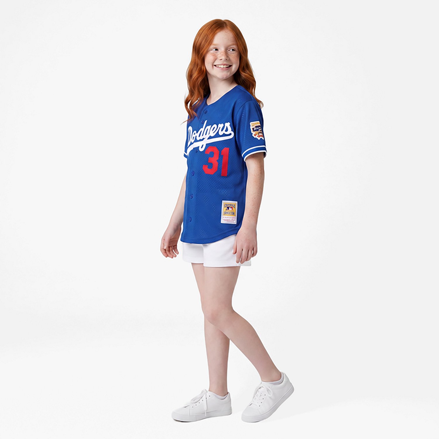 Youth Mitchell  Ness Mike Piazza Los Angeles Dodgers Cooperstown Collection Mesh Batting Practice Jersey
