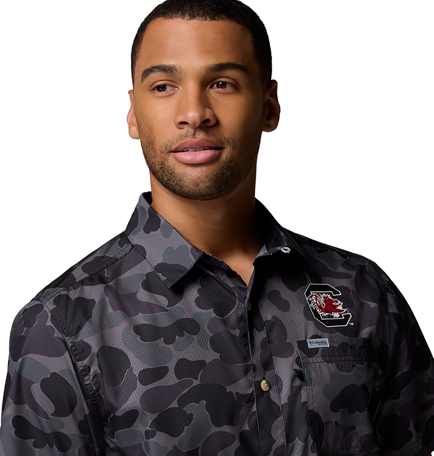 Columbia Sportswear Men's University of South Carolina Collegiate Super Slack Tide Camo Shirt - view number 4