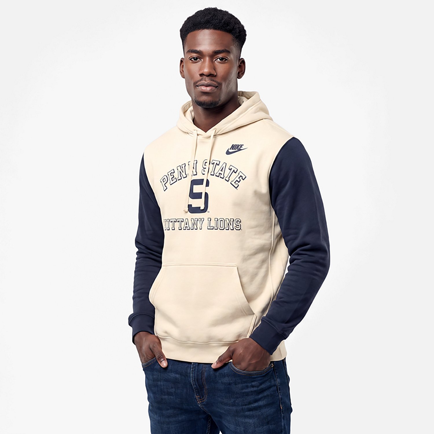 Nike Navy Penn State Nittany Lions Legacy Color-Block Tri-Blend Performance Long Sleeve Hoodie T-Shirt