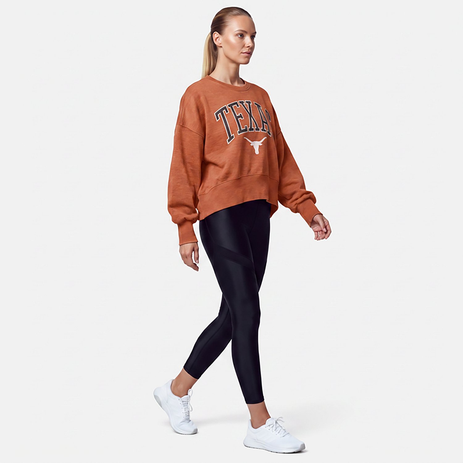 Pressbox Texas Longhorns Oversized Waist-Length Crewneck Sweatshirt