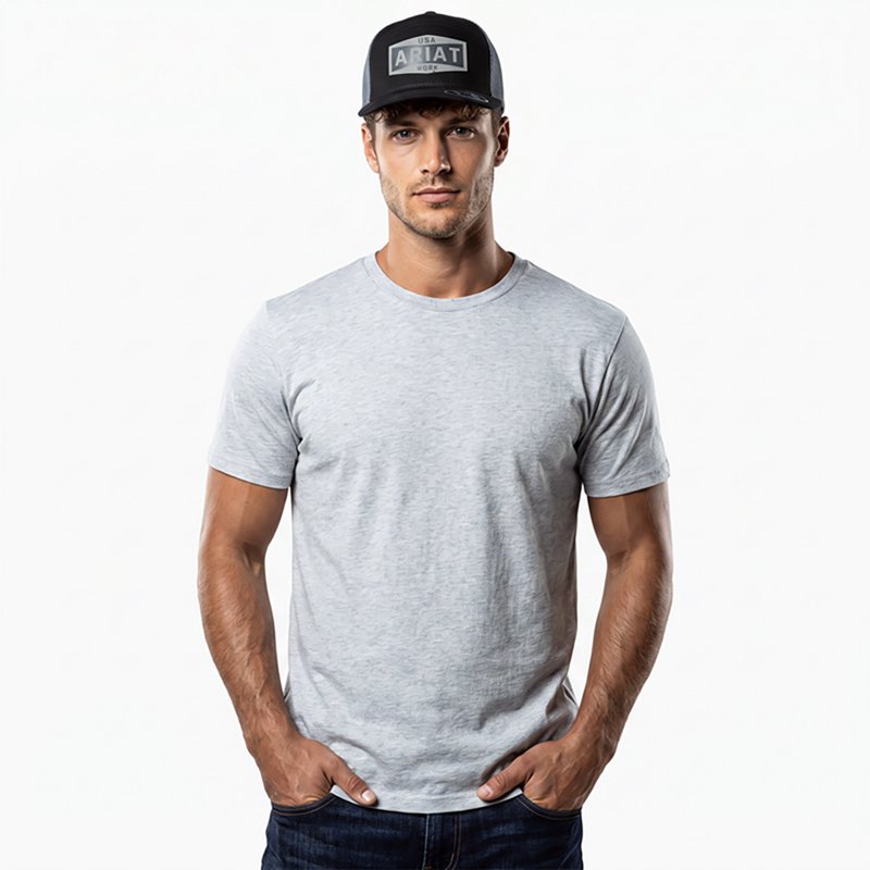Men's Work Leather Badge Snapback Cap in Black by Ariat