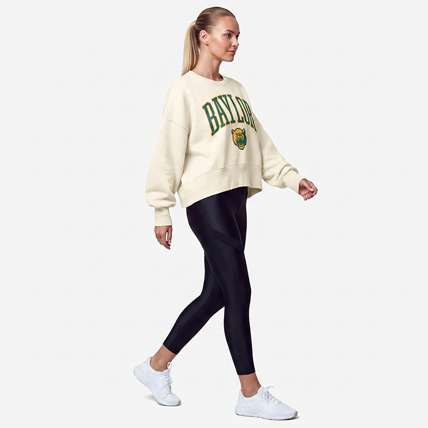 Pressbox Baylor Bears Oversized Waist-Length Crewneck Sweatshirt