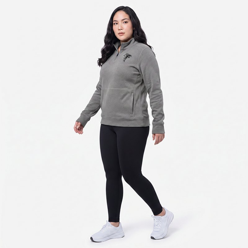 Women's Antigua  Heather Black Atlanta Falcons Crush Quarter-Zip Top