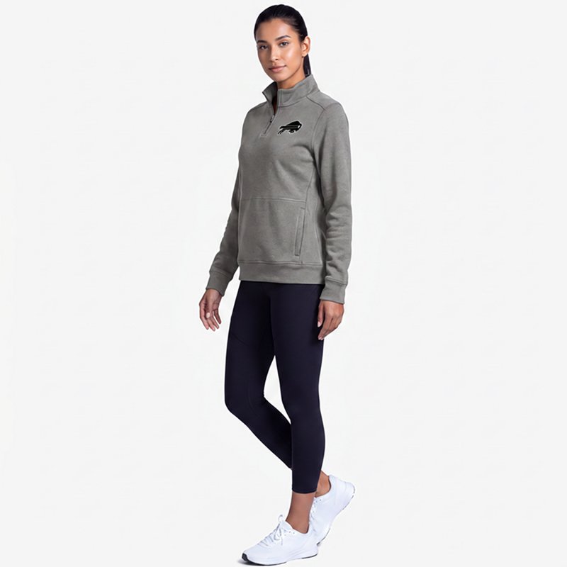 Women's Antigua  Heather Black Buffalo Bills Crush Quarter-Zip Top