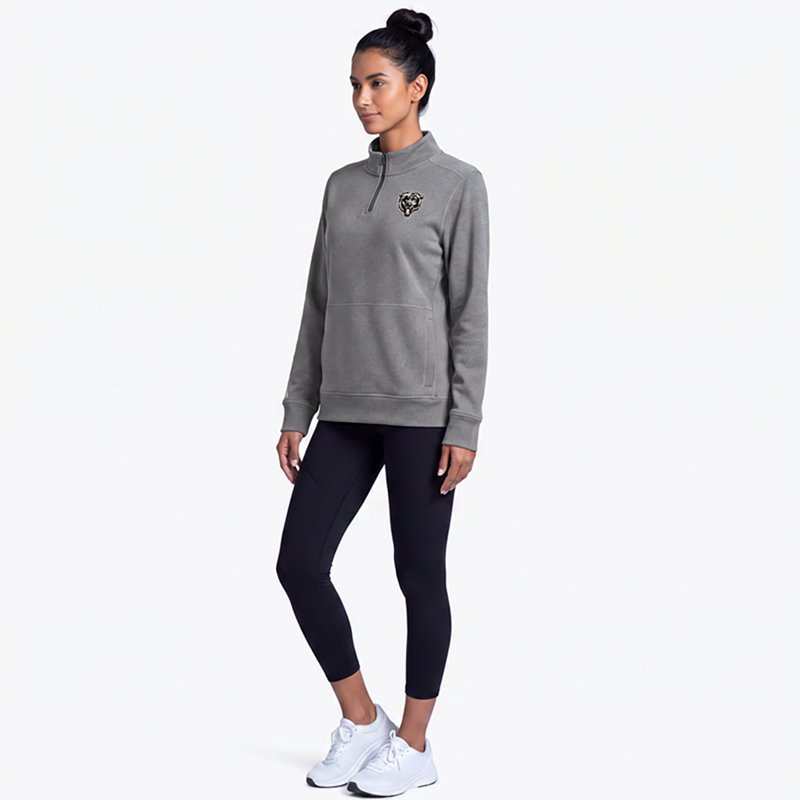 Women's Antigua  Heather Black Chicago Bears Crush Quarter-Zip Top