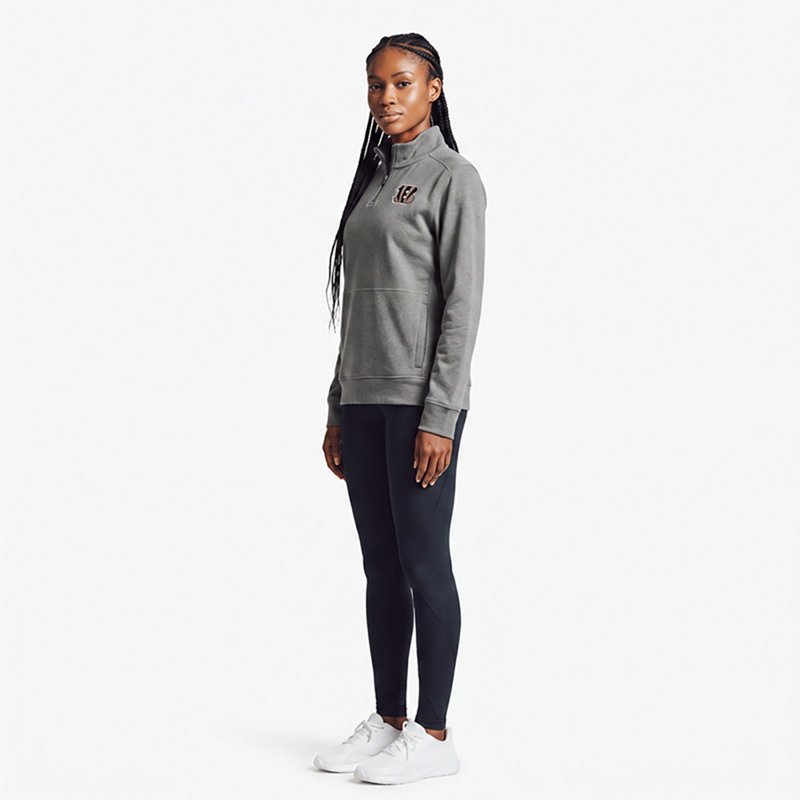 Women's Antigua  Heather Black Cincinnati Bengals Crush Quarter-Zip Top